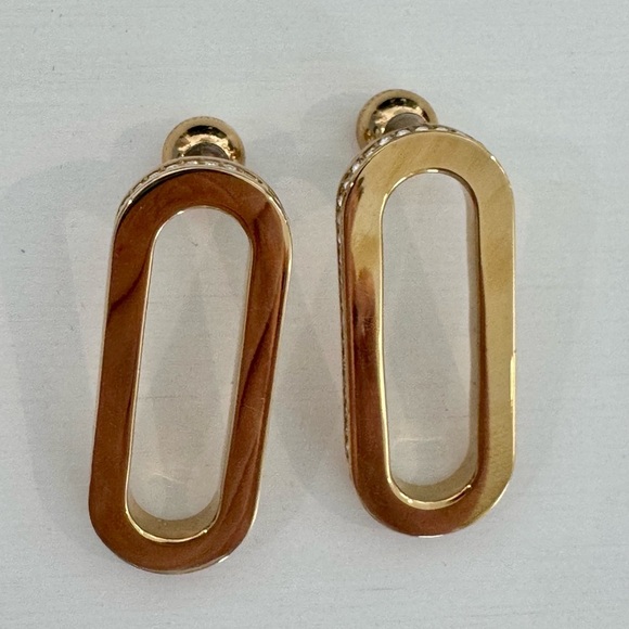 Burberry Jewelry - Burberry Gold Open Oval Drop Earrings